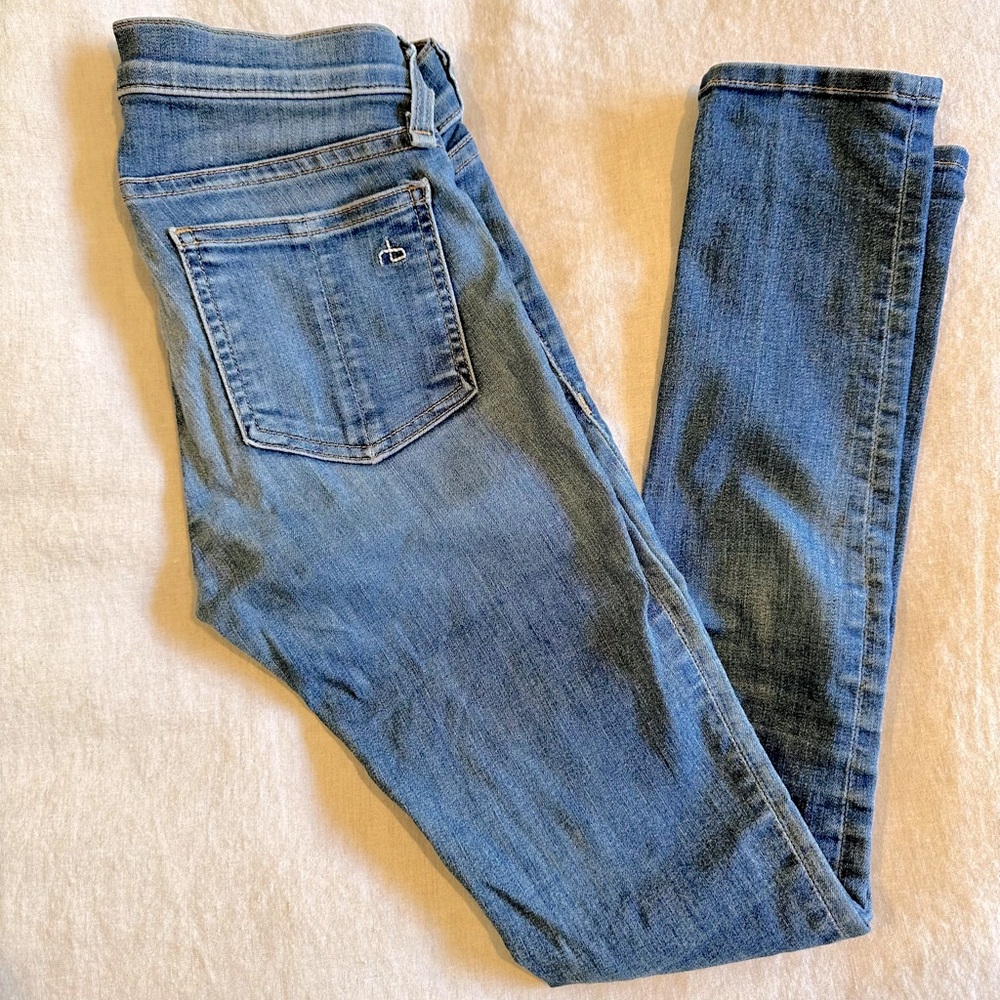 Rag and Bone skinny, cropped light wash jeans